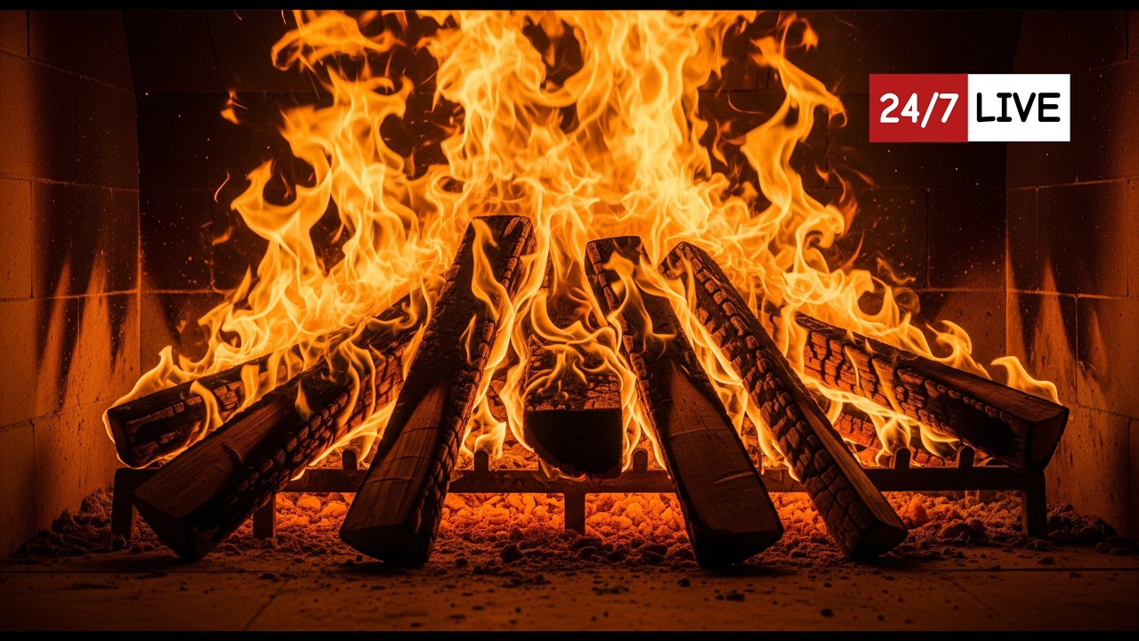🔴 24/7 COZY FIREPLACE – Relaxing Crackling Fire Sounds for Deep Sleep & Stress Relief ASMR