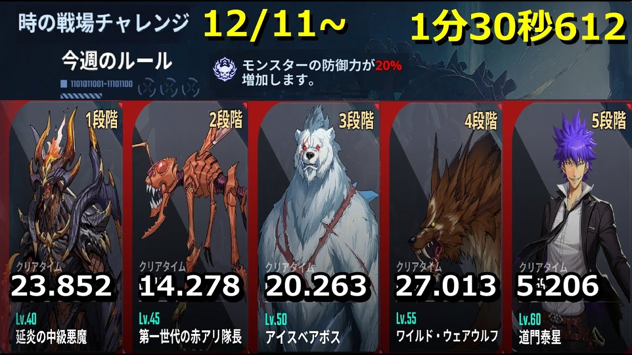 【俺アラ】時の戦場チャレンジ 12/11~ 1分30秒612