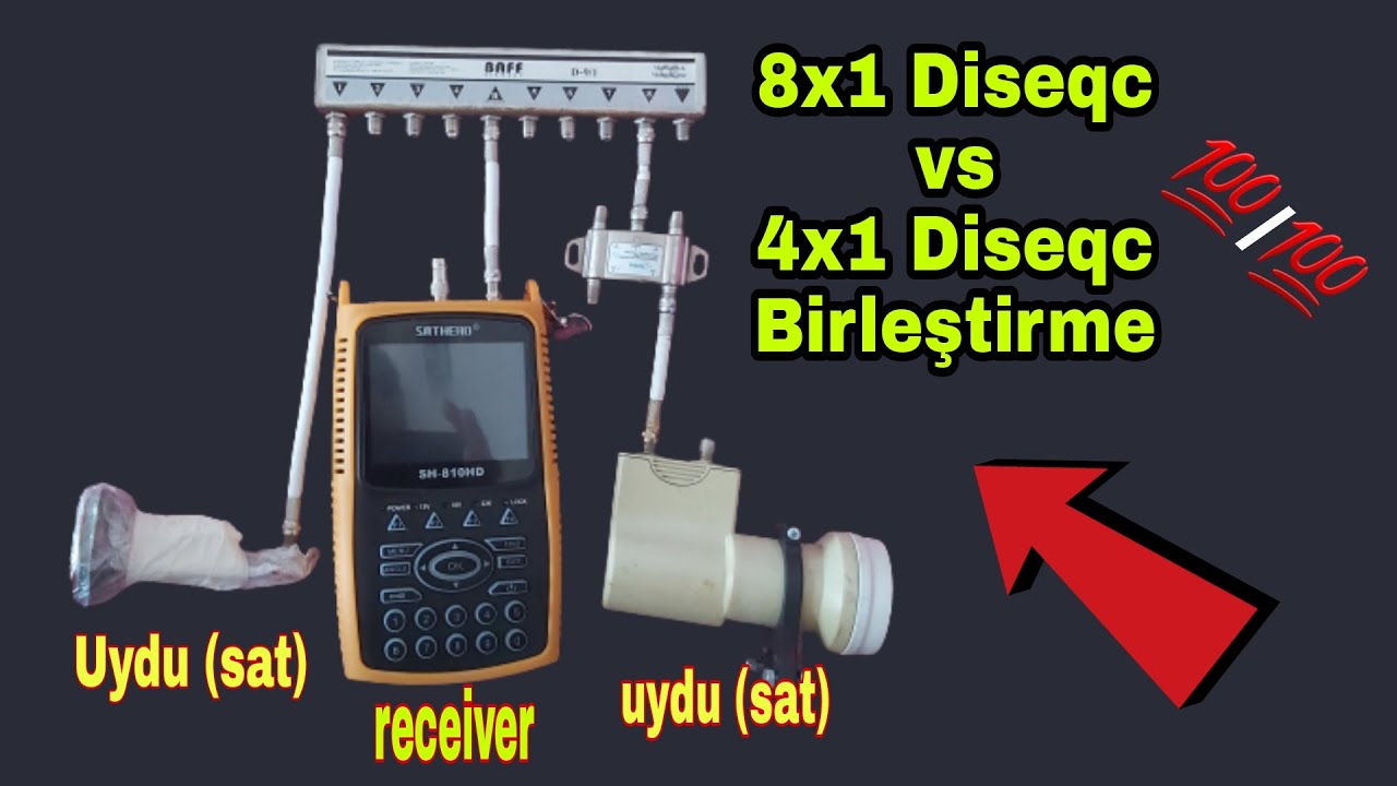 İKİ Disecq BİRLEŞTİRME|8 li Diseqc ile 4 lü Diseqc Birleştirme|Detaylı Anlatım|100 de 100 Çözüm.