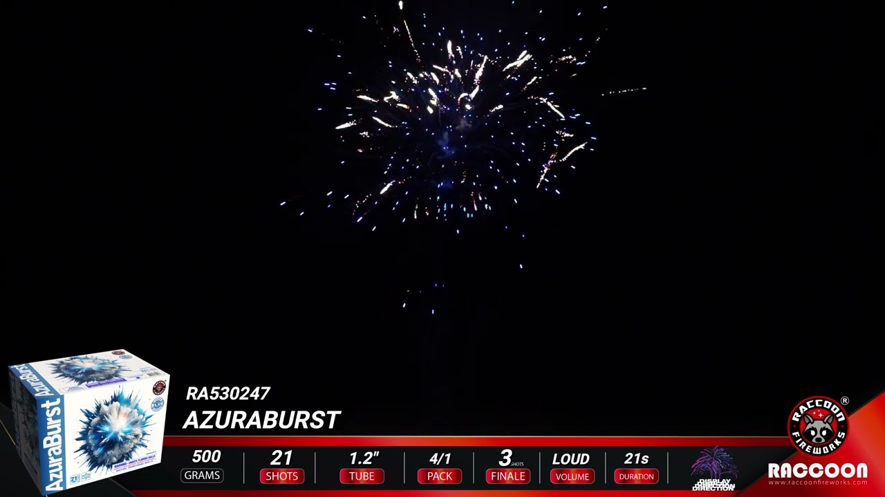 RA530247 AzuraBurst Raccoon 2025 New 500G Cake 21 Shots-Blue Series