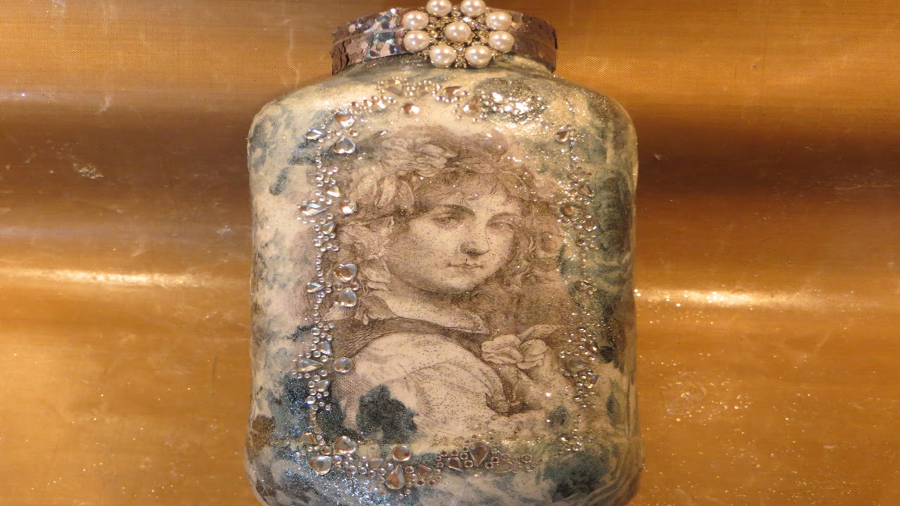 DIY Tip Jar Upcycle Decoupage & Transfer over Chalk paint