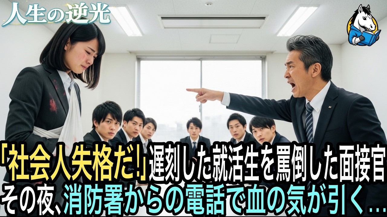 面接会場で、遅刻して煤だらけの就活生に『出て行け』と怒鳴った人事部長。だが、消防署からの一本の電話を受けた瞬間、血の気が引いた