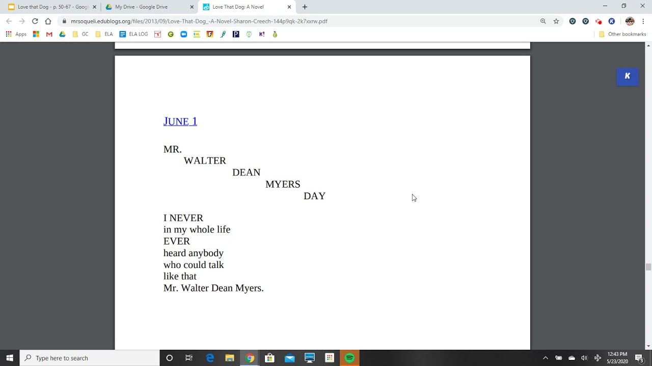 Love that Dog p. 75-86