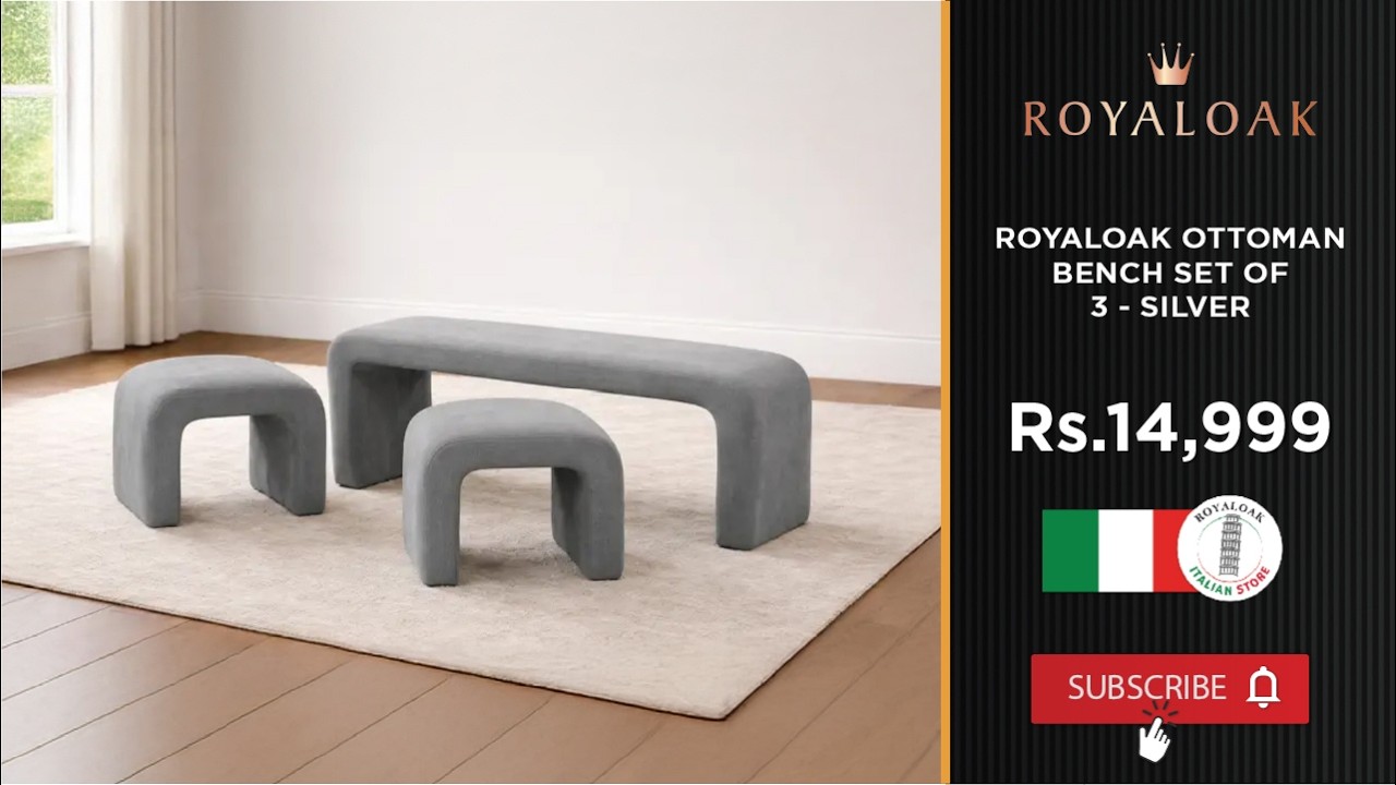Royaloak Ottoman Bench Set of 3 - Silver