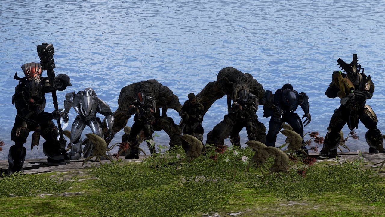 Halo 3 NPC Battle - Elites Vs. UNSC Vs. Brutes Vs. Flood