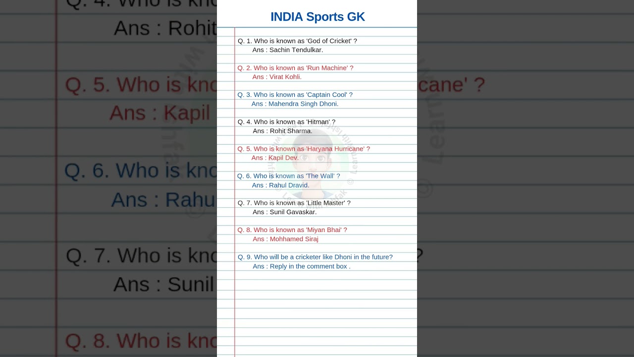 INDIA Sports GK | Important GK Question Answer #shorts