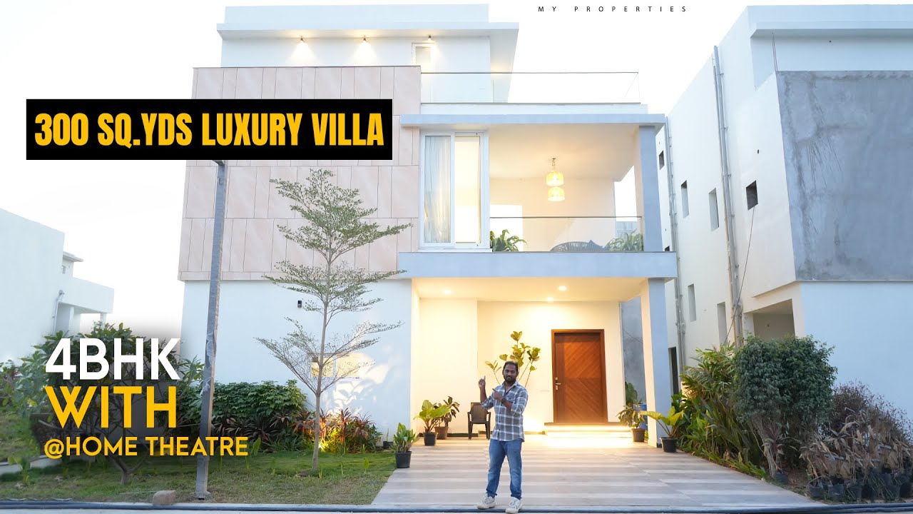 300 Sq.yds Triplex villa for sale in gated community Hyderabad 3600 sq.ft 4bhk with home theatre