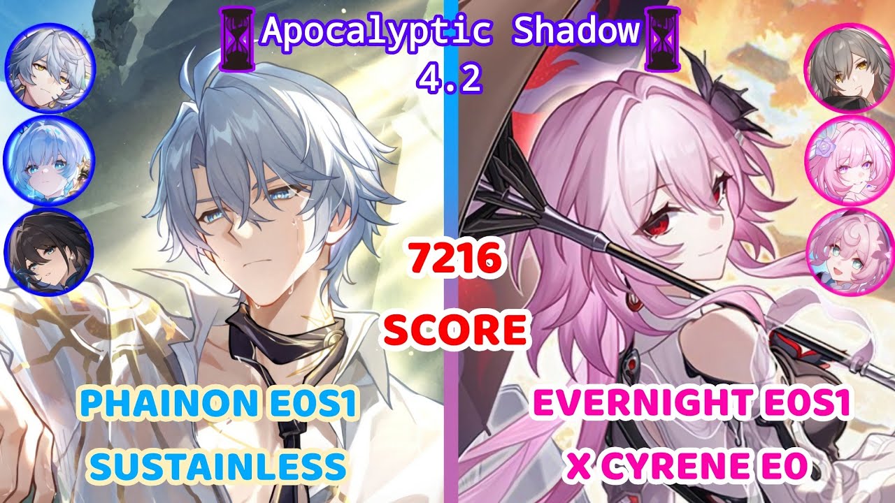 Apocalyptic Shadow 4.2 - Phainon E0S1 Sustainless & Evernight E0S1 x Cyrene E0 - Honkai Star Rail 