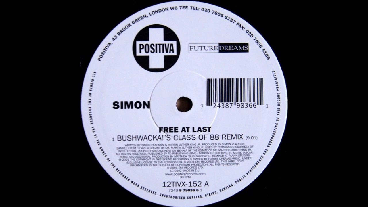 Simon ‎– Free At Last (Bushwacka!'s Class Of 88 Remix) [HD]