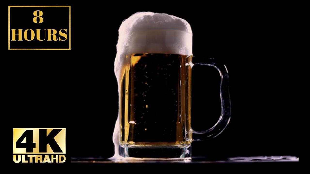 Beer Glass Background Wallpaper Screensaver 8 HOURS With Relaxing Music 4K