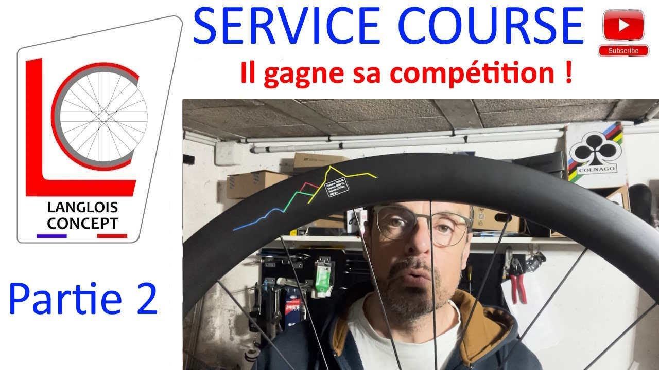 Optimisation de la tension des rayons. Le coureur raconte pendant que je lui change un roulement !