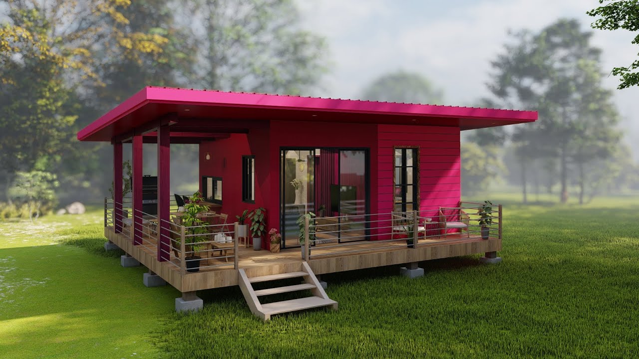64 SQM Beautiful and Cozy Small House Design Living off Grid and Floor Plan