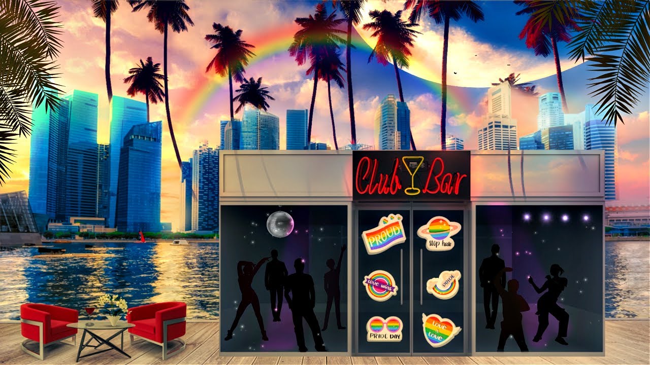 Gay Pride Night Club On Beach Ambience ASMR 🌈🌴 Ocean & Night Club Sounds : Celebrating LGBT