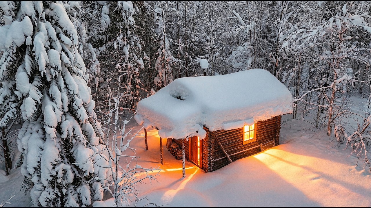 Solo Winter Night in My Restored Abandoned Cabin - Will the Stove Keep Me Warm?