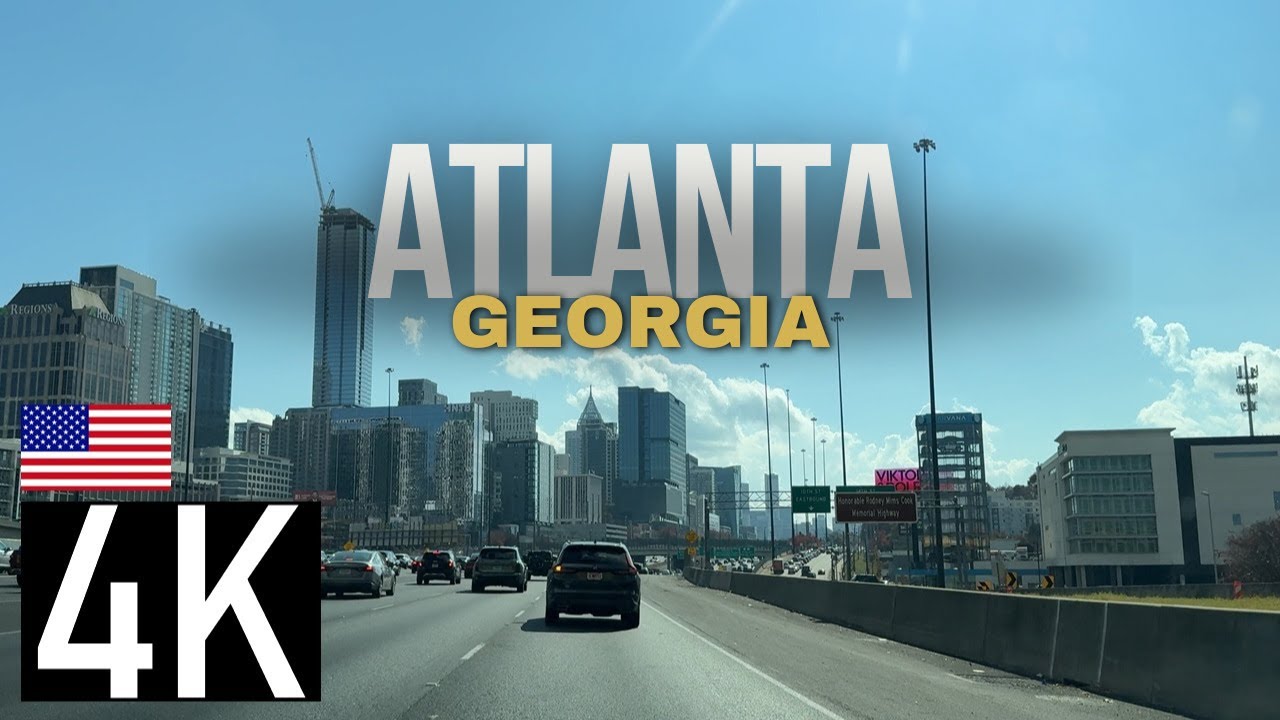 Road Tour Drive Into Atlanta, GA in 4K - View of 1072 West Peachtree Tower - Atlanta Skyline
