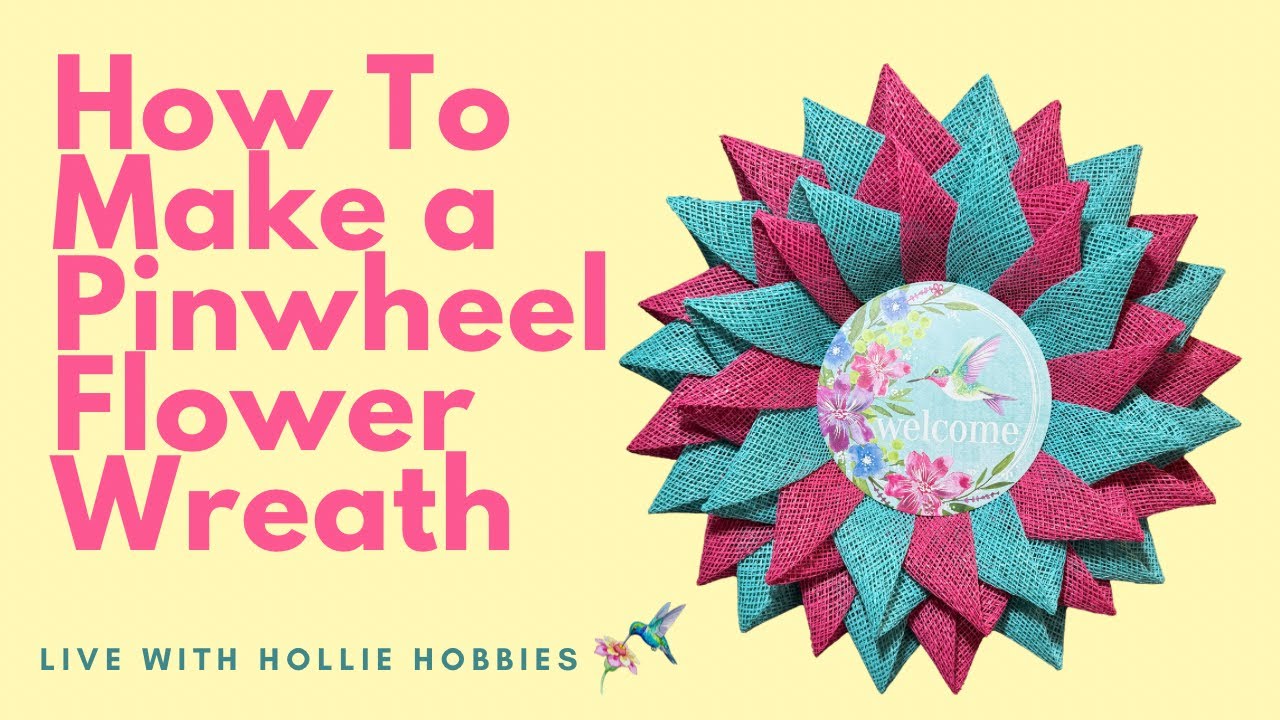 Deco Mesh Flower Wreath Tutorial/ How To Make a Pinwheel Wreath/ How To Make a Spring Flower Wreath