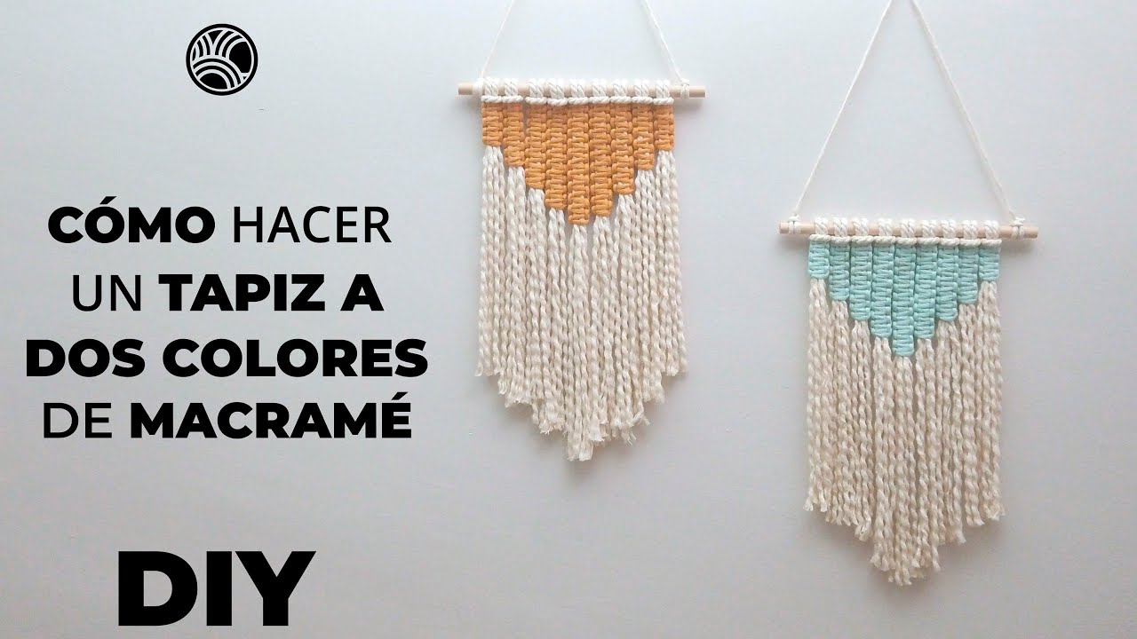Diy: Cómo hacer un tapiz de macramé dos colores.How to make a two - colored macramé wall hanging