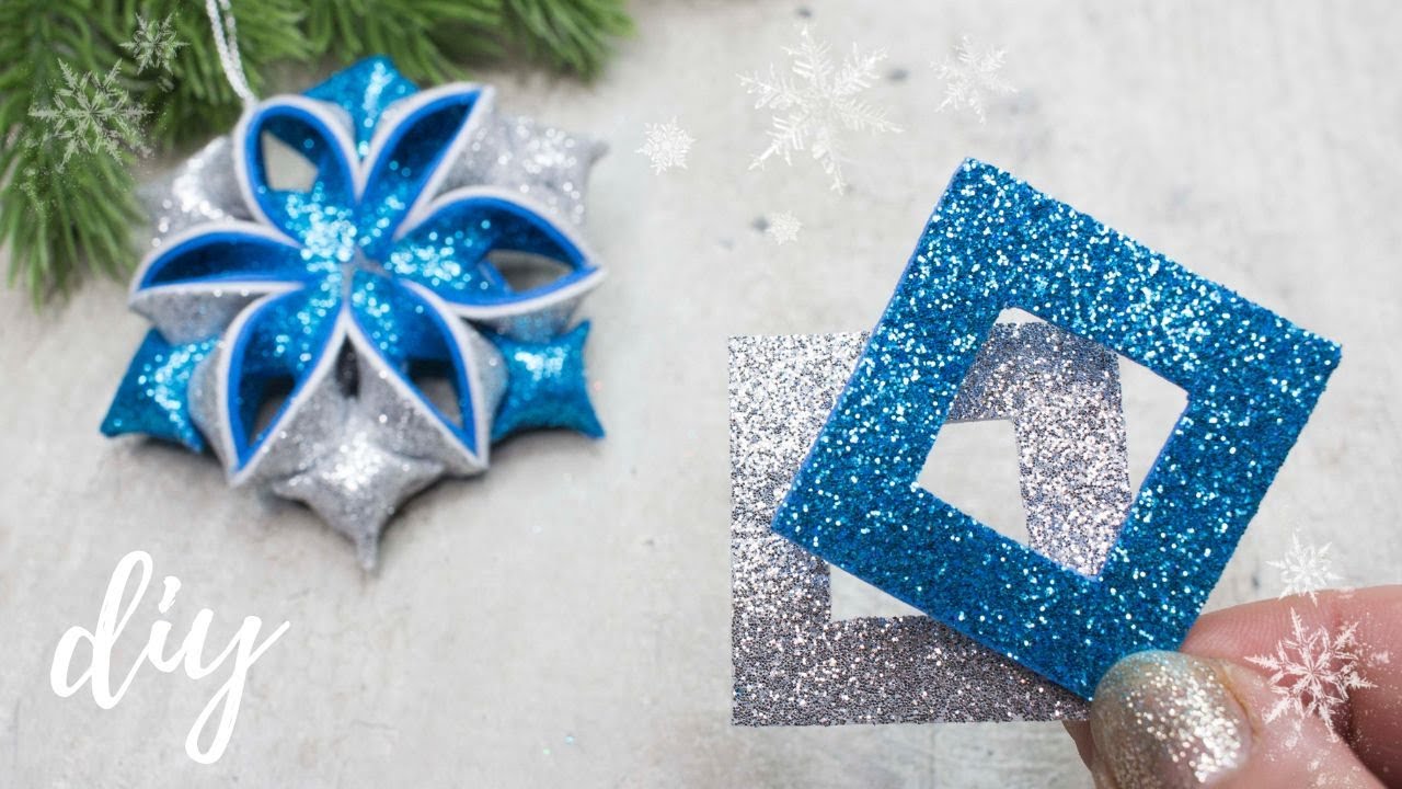 DIY Glitter Foamiran Snowflake❄️Christmas Decorations❄️Decoración de Navidad DIY