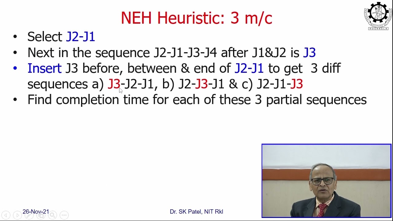 Lec 21E: Flow Shop Scheduling by NEH heuristic with solved example
