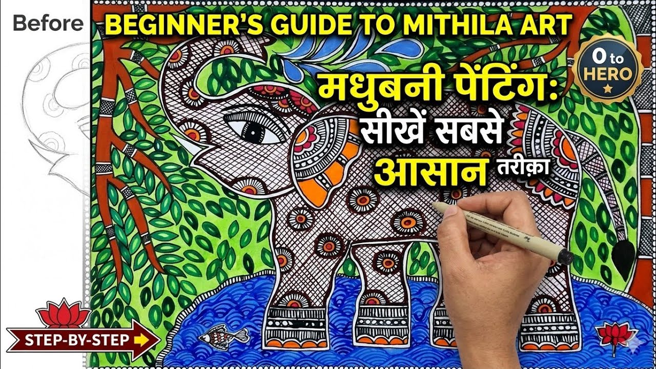 Madhubani motif series......       Elephant 🐘 motif 