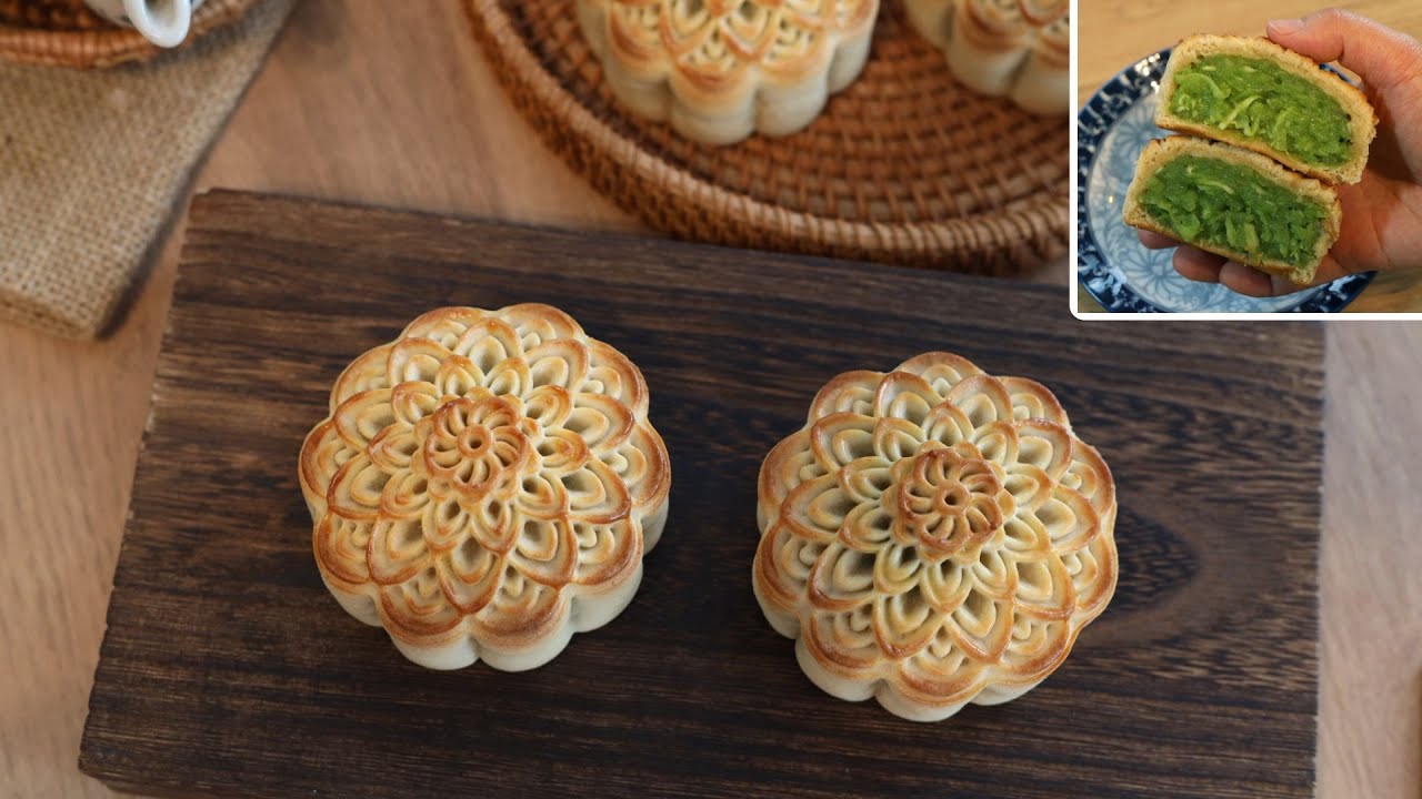 Bánh nướng trung thu vỏ giòn, giảm ngọt, nhân cốm dừa | Nước đường nấu xong dùng ngay 