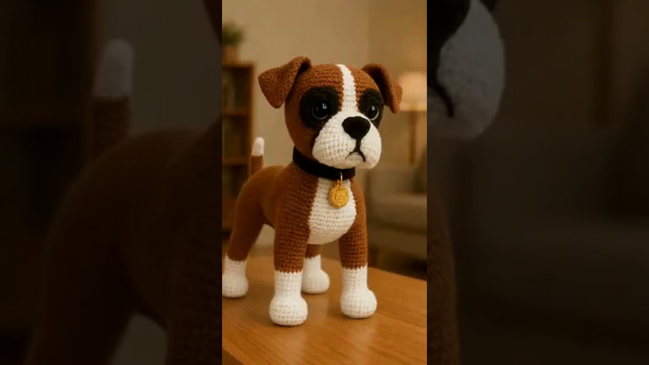 🧶💥 CACHORRINHO AMIGURUMI 🐶 | PERRITO CROCHET | SO CUTE DOG PATTERNS | BOXER #shorts
