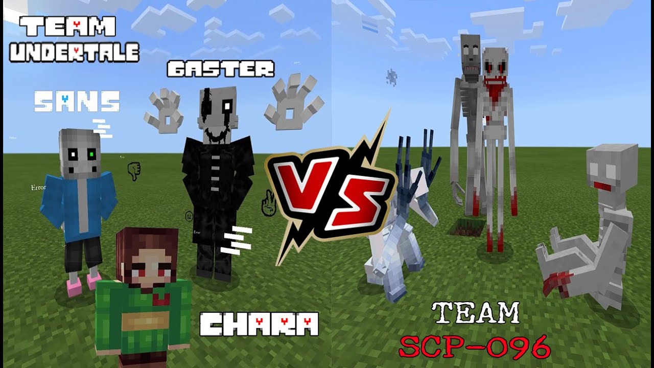 Team Undertale (Gaster, Sans, Chara) VS Team SCP-096 [Gaster DEFEATED??] Minecraft PE