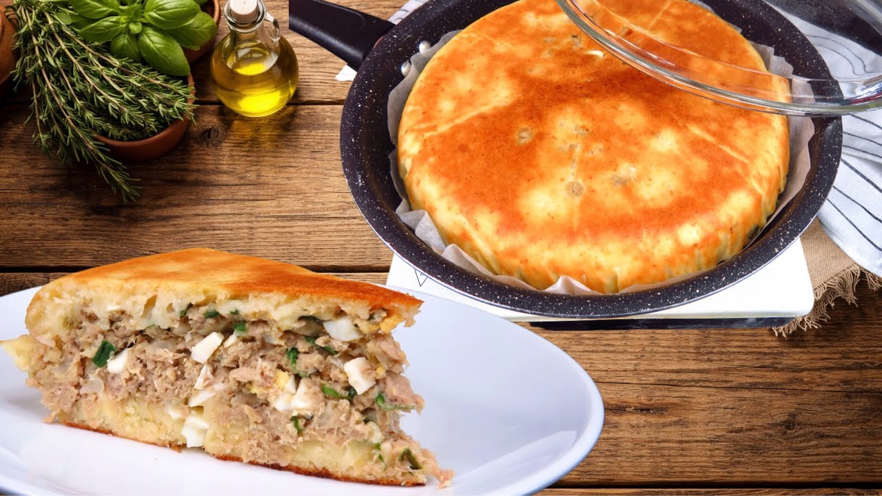 🥪Пышный ПИРОГ НА СКОВОРОДЕ с сочной начинкой из мяса, лука и яиц Мясной пирог без духовки ЛюдаИзиКук