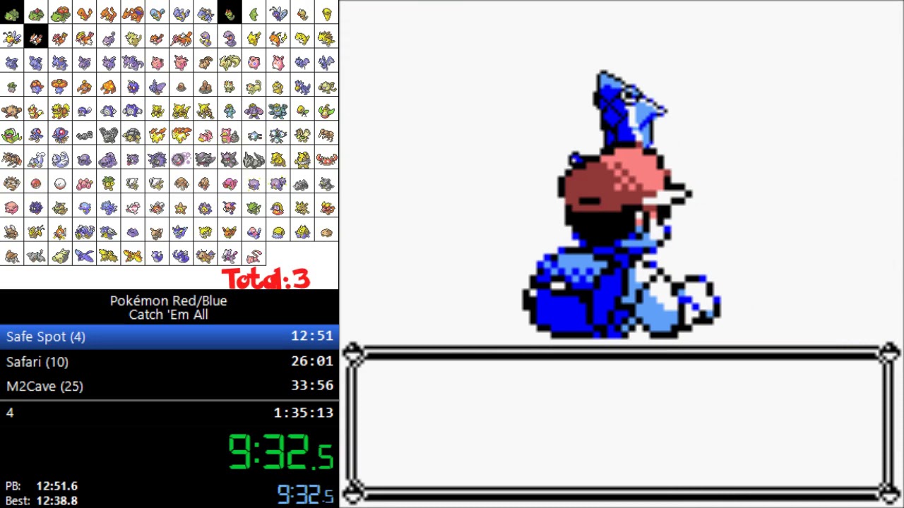 Pokemon Blue Catch em all Speedrun in 1:32:58