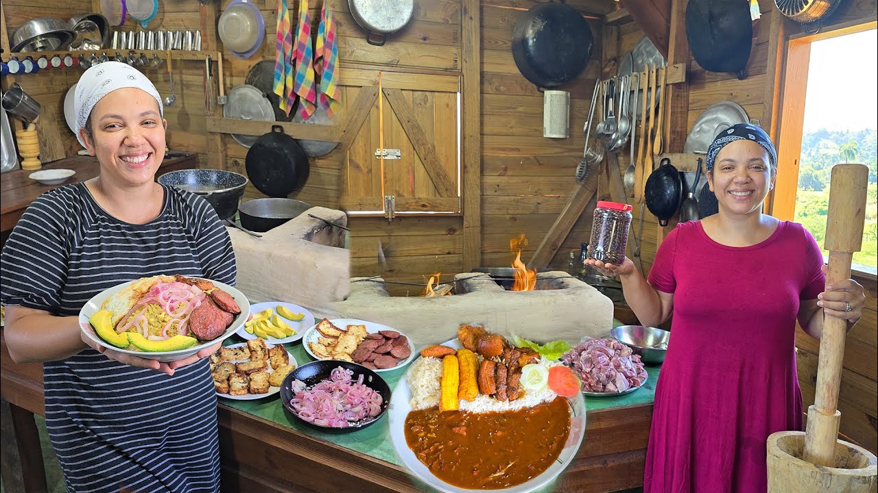 MAJAMOS EL CAFÉ EN EL pilón para lavar la Carne. COMIDA TÍPICA. La vida del campo