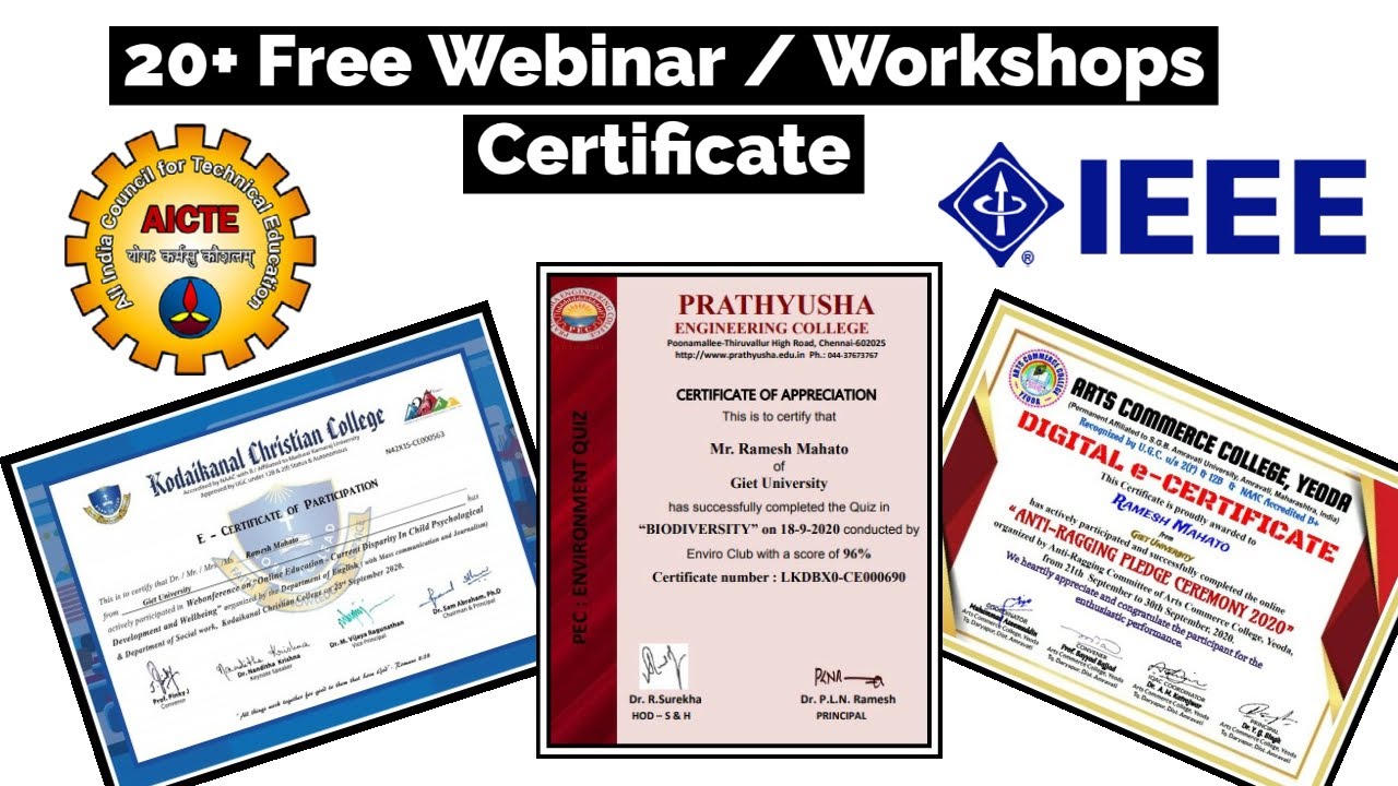 20+ Free Webinar / Workshop / Conference Certificate | Free Certificate | Webinar Certificate