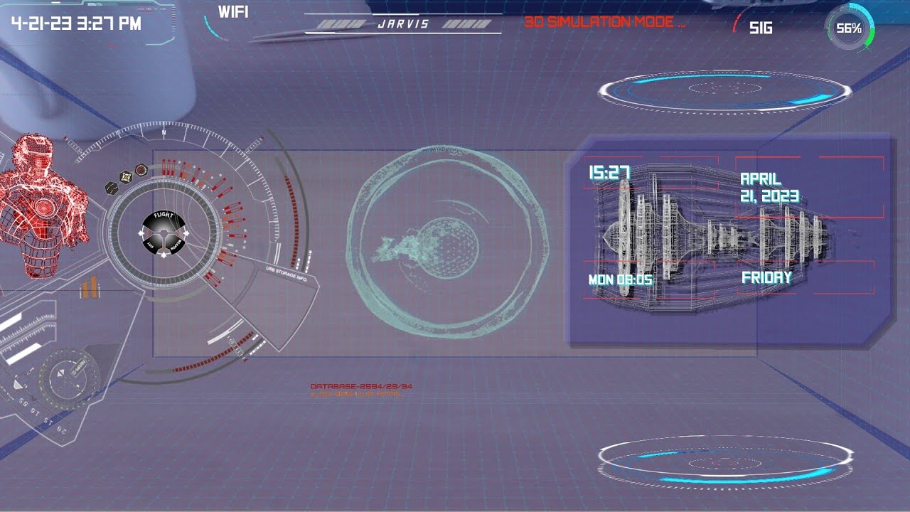 JARVIS HUD 3D TRANSPARENT (Total launcher)