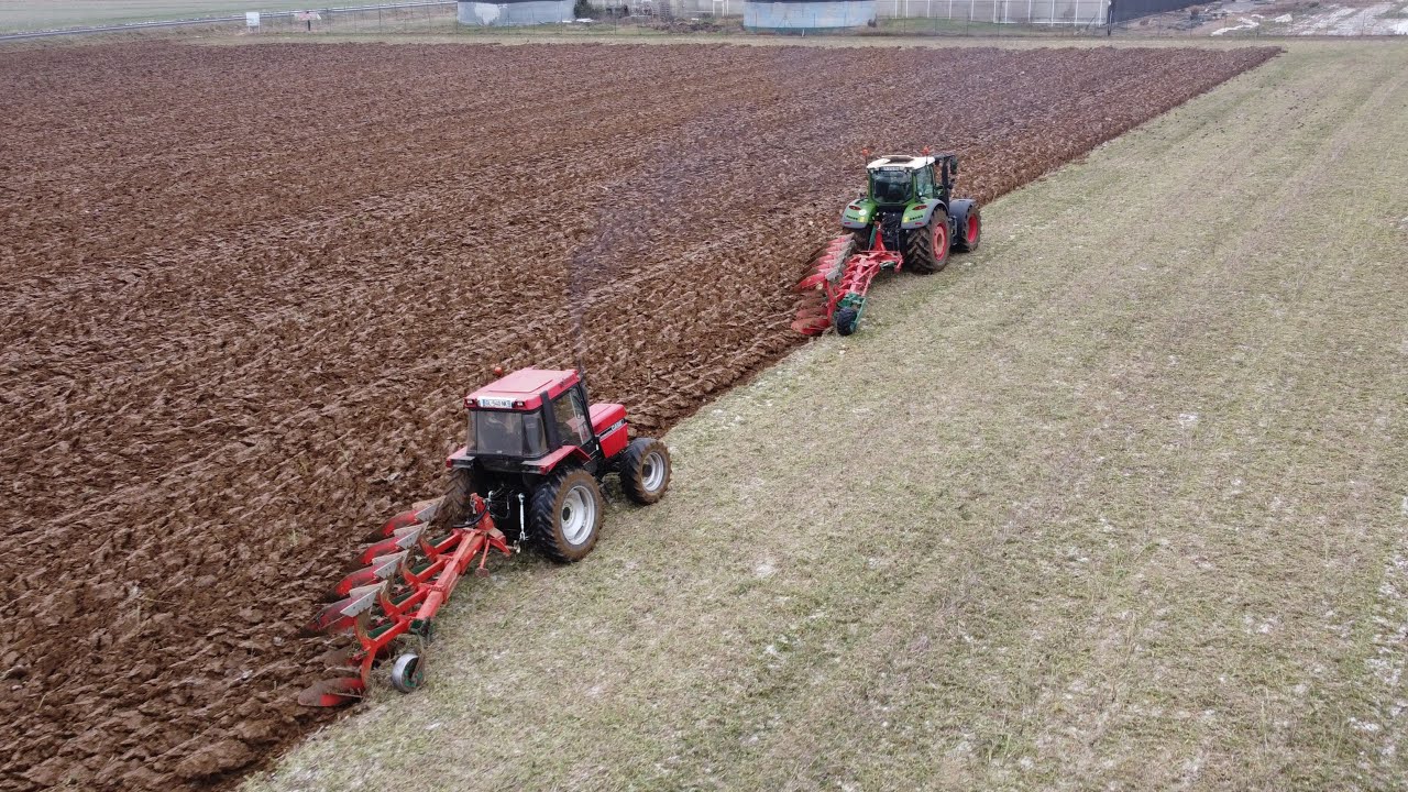 Case IH 845 XL & Fendt 724 au labour de couverts