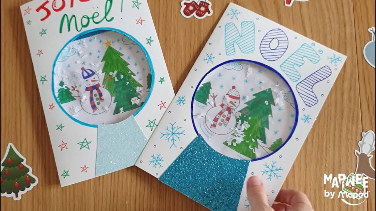 DIY de No&euml;l | Fabriquer une carte de v&oelig;ux boule &agrave; neige | activit&eacute; cr&eacute;ative pour enfants
