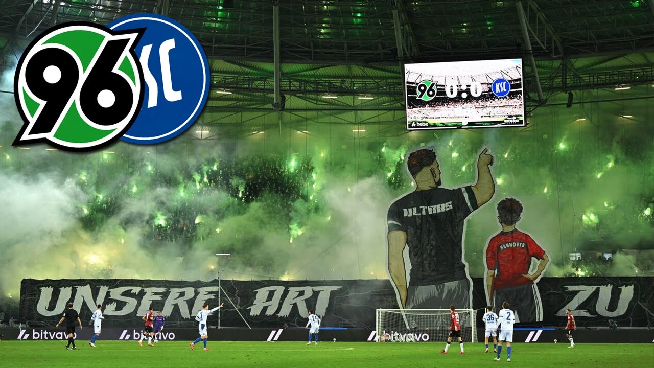 Choreo & Pyro Hannover-Fans gegen Karlsruhe | Hannover 96 - Karlsruher SC