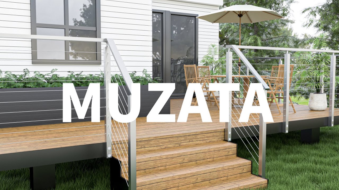Muzata SpaceSaver cable railing system - metal post handrail 2021
