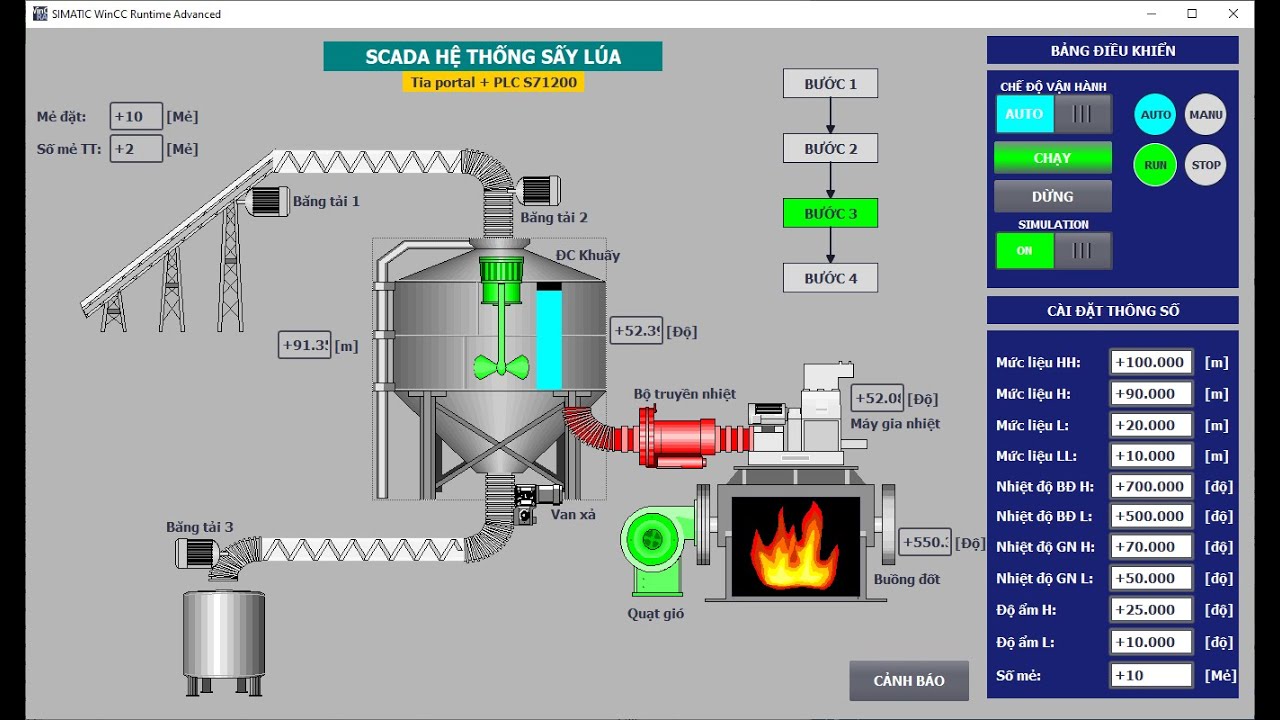 Hướng dẫn lập trình hệ thống sấy lúa trên PLC S71200 và làm Scada Tia portal