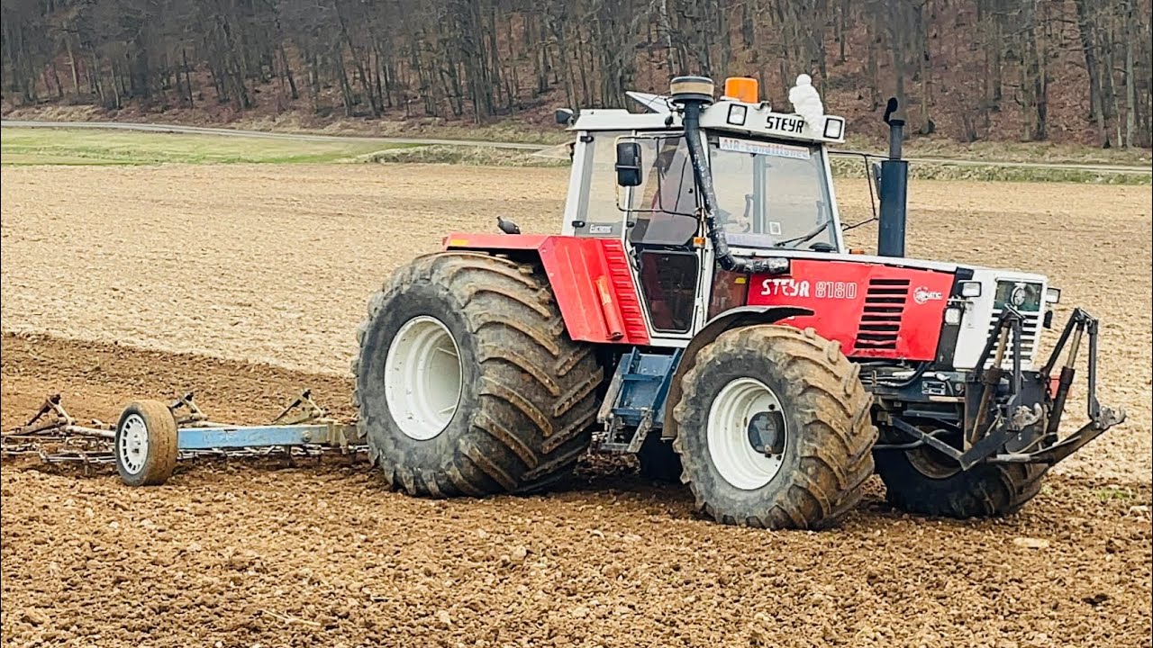 Steyr 8180 mit Lemken Egge