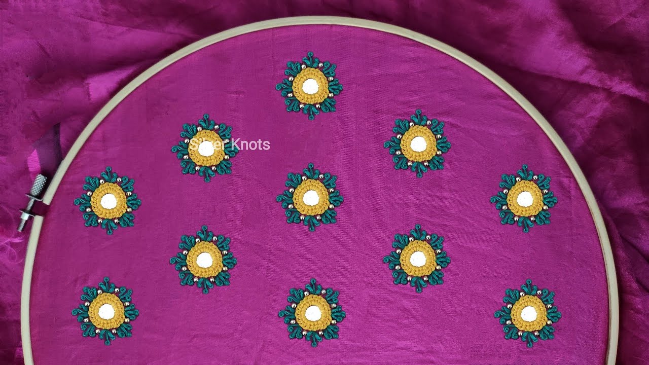 All over butta design on pink blouse | Mirror frame stitching | easy mirror work blouse designs