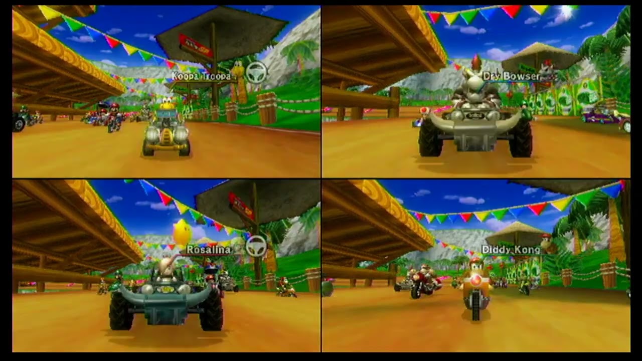 TOTAL CHAOS in Mario Kart Wii! 4 Players vs 24 Racers 😱🔥
