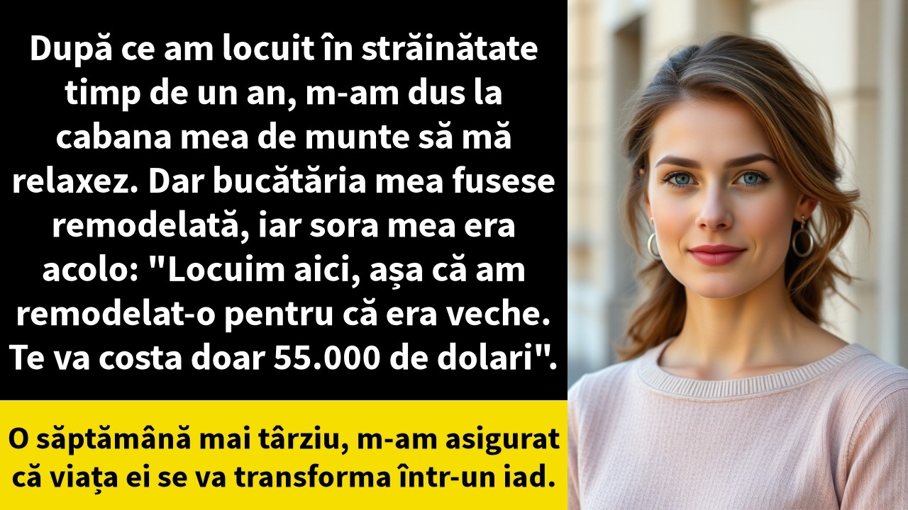 După ce am locuit în străinătate timp de un an, m-am dus la cabana mea de munte să mă relaxez.