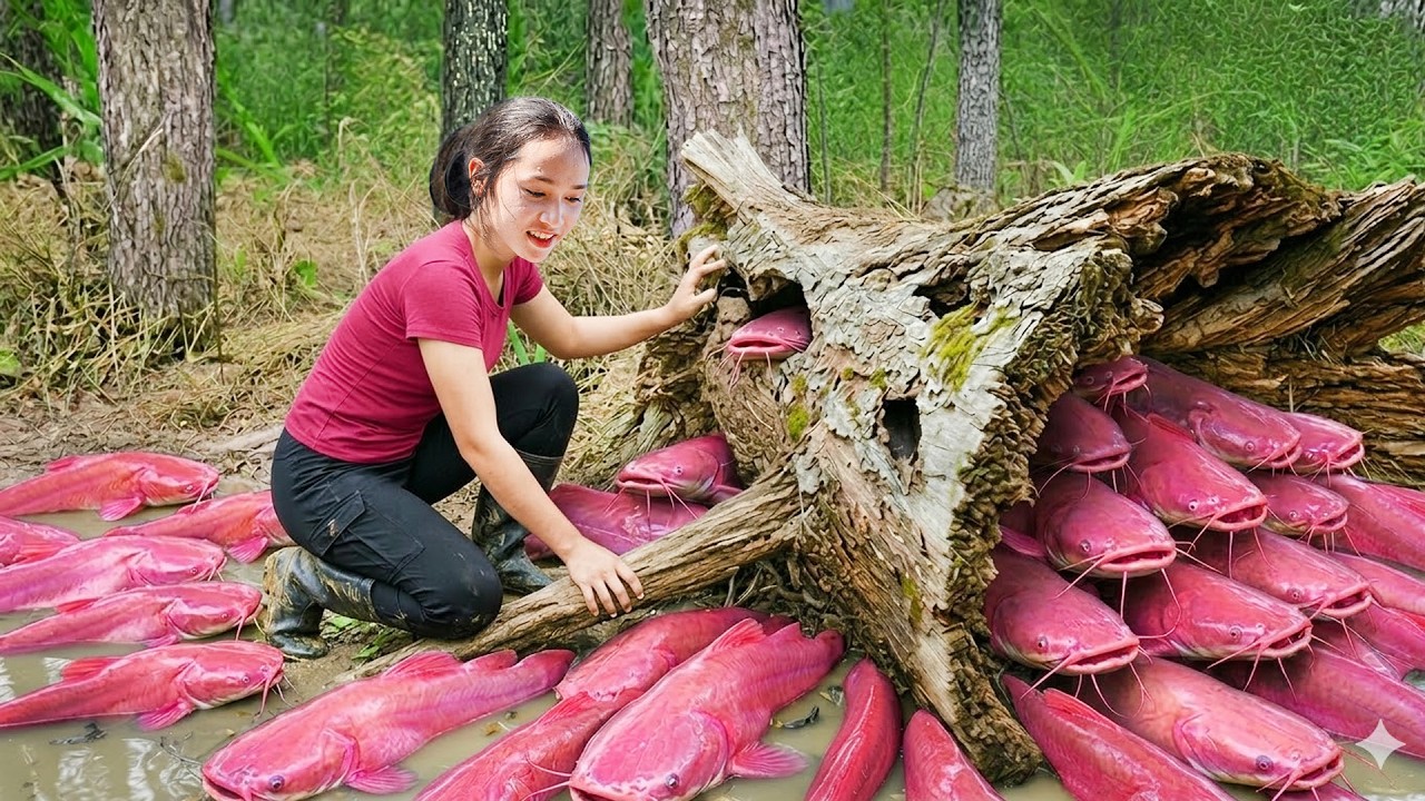 Harvesting Pink Snakehead Basa Fish Goes to Market to Sell | Cooking & Farm Life