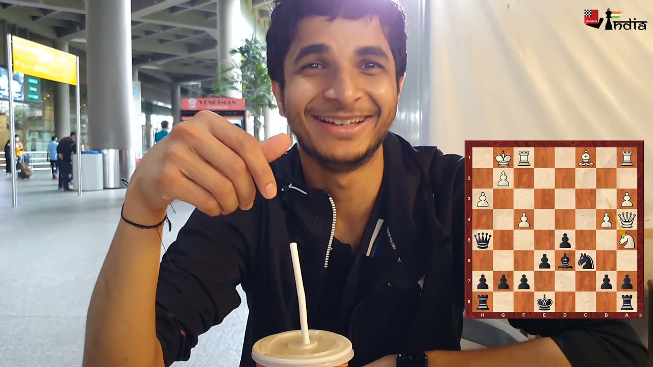 Super GM Vidit Gujrathi solving super tough position in his head at Mumbai airport