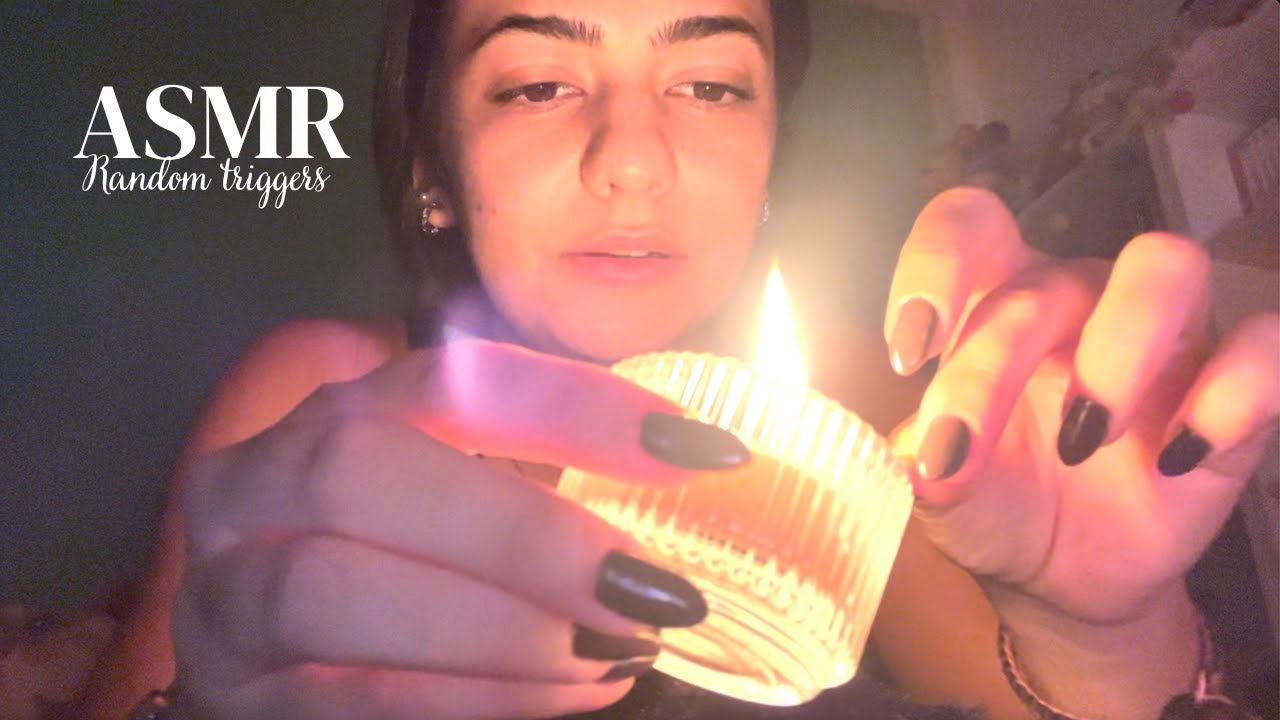 ASMR random triggers to FALL ASLEEP 😴💓 (glass tapping, light candles, hand movements...)
