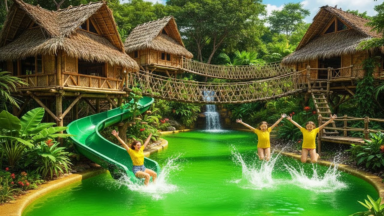 Survival Girl, Building Amazing World's CRAZIEST Treehouse Waterpark!