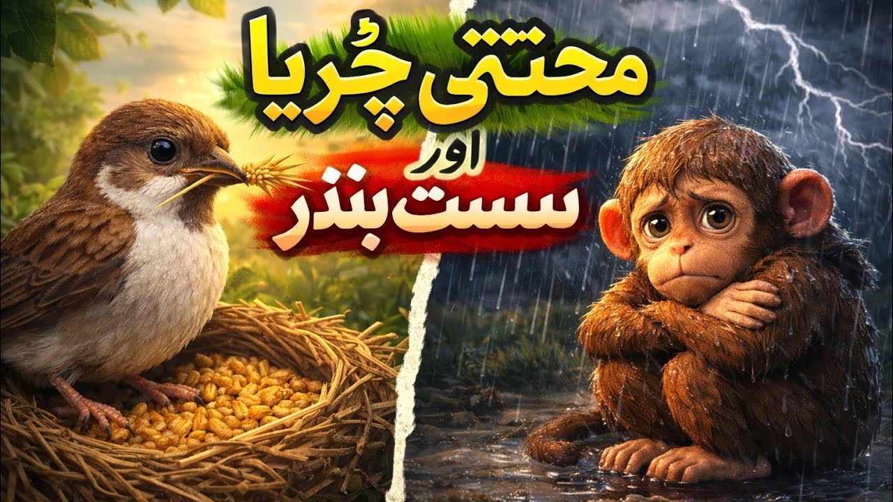 محنتی چڑیا اور سست بندر | بچوں کی سبق آموز کہانی | Moral Story in Urdu