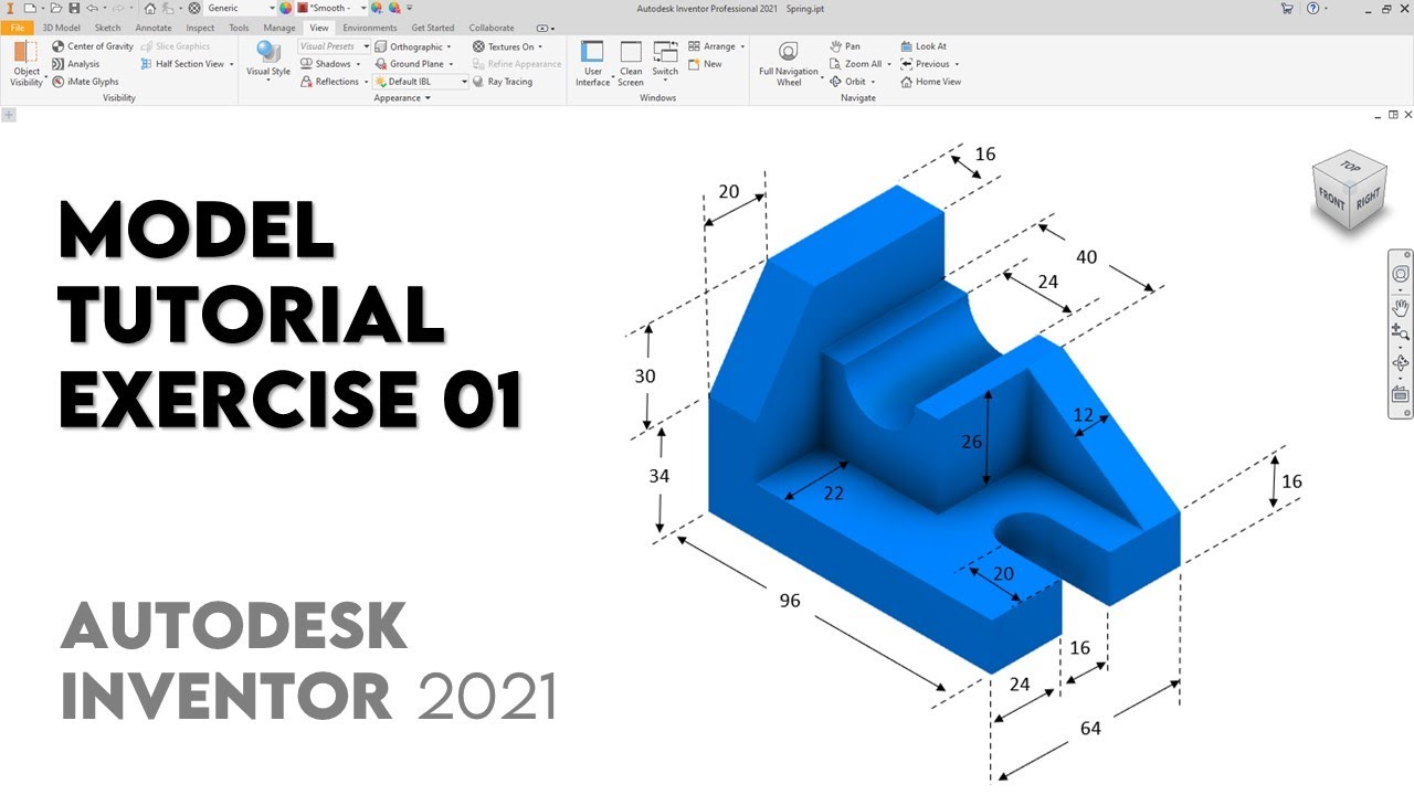 Autodesk Inventor 2021 | Упражнение 01 | Учебное пособие для среднего уровня
