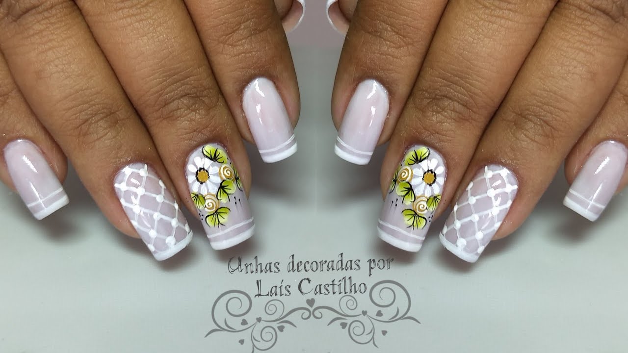 Unhas decoradas na francesinha muito fácil e delicada