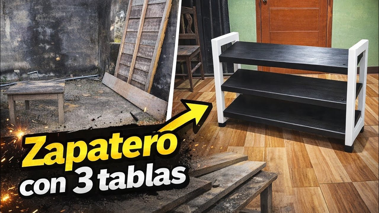 👉 Zapatero con madera reciclada | Hecho con 3 tablas