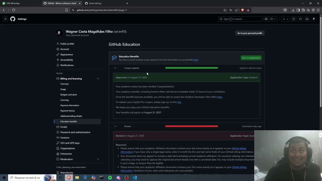 Como eu fiz para ser aprovado no GitHub Student Developer Pack (GitHub Education)